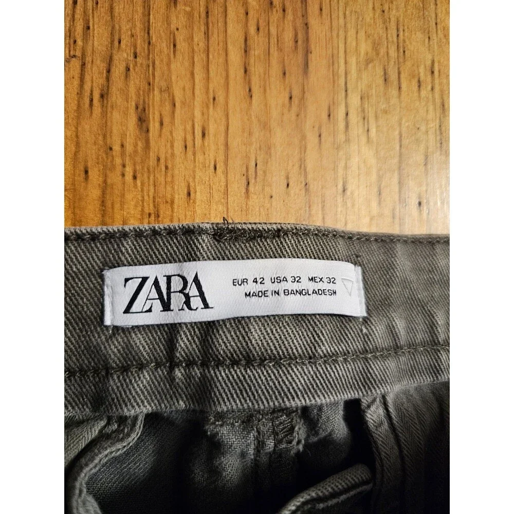 Zara Jeans Mens 32 Athletic Modern Taper Mid Rise Slim Fit Green Denim